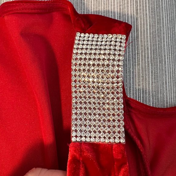 MSK Red Cold Shoulder Velvet Dress, 14 - Picture 10 of 12